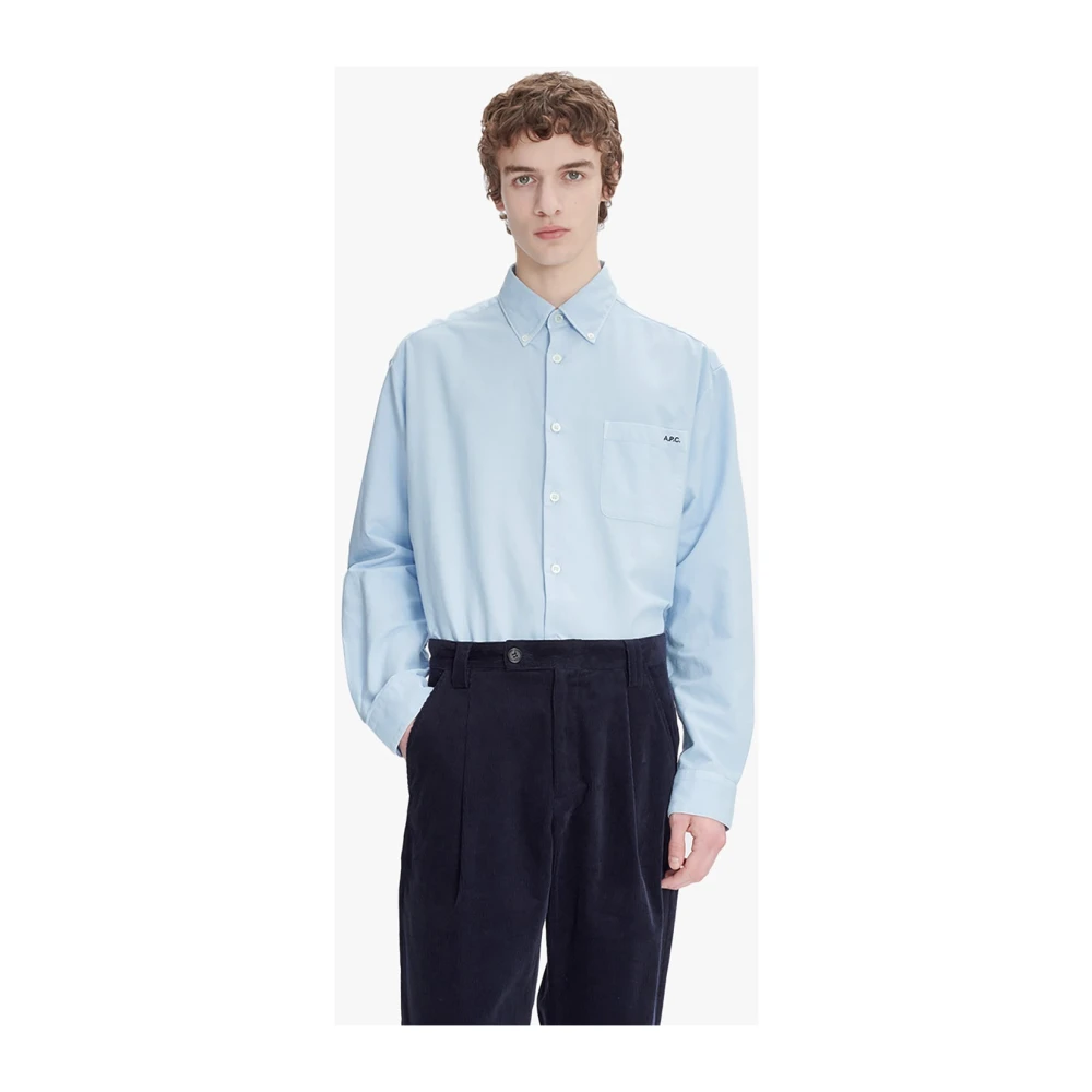 A.p.c. Mateo Logo Shirt Blauw Clair Blue Heren
