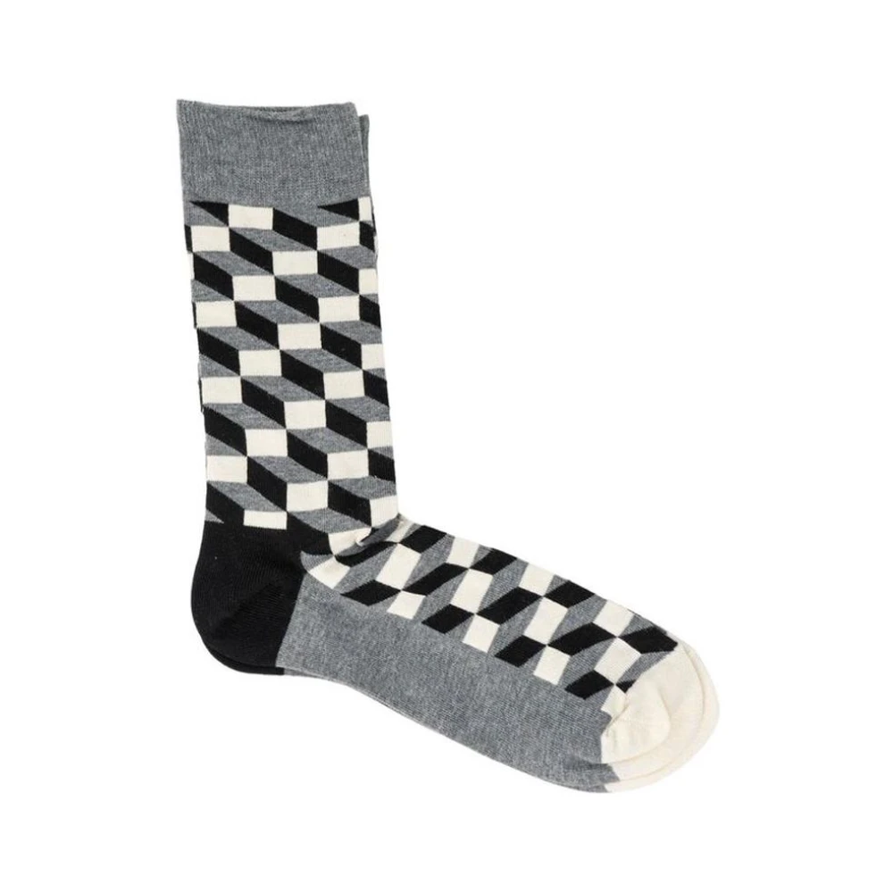 Happy Socks Optische Illusie Katoenen Sokken Gray Heren