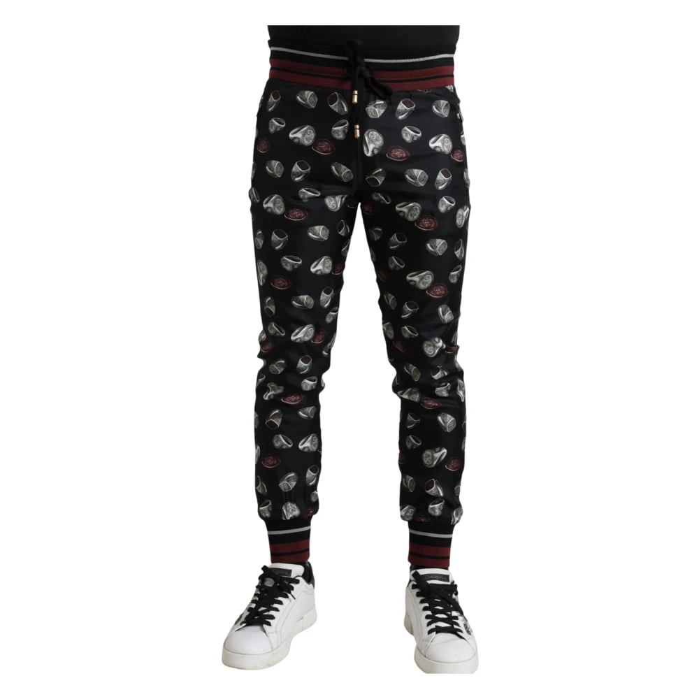 Dolce & Gabbana Black Ring Silk Jogging Trousers Trousers - Male - Sweatpants - Multicolor - L - Trousers - Image 3