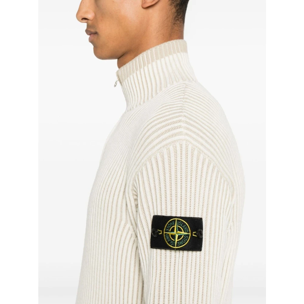 Stone Island Ribgebreide Hoge Hals Trui Beige Heren