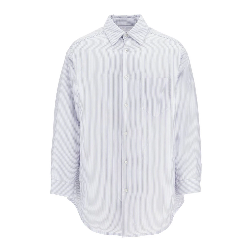 Maison Margiela Gestreept gewatteerd overshirt met klassiek ontwerp White Heren