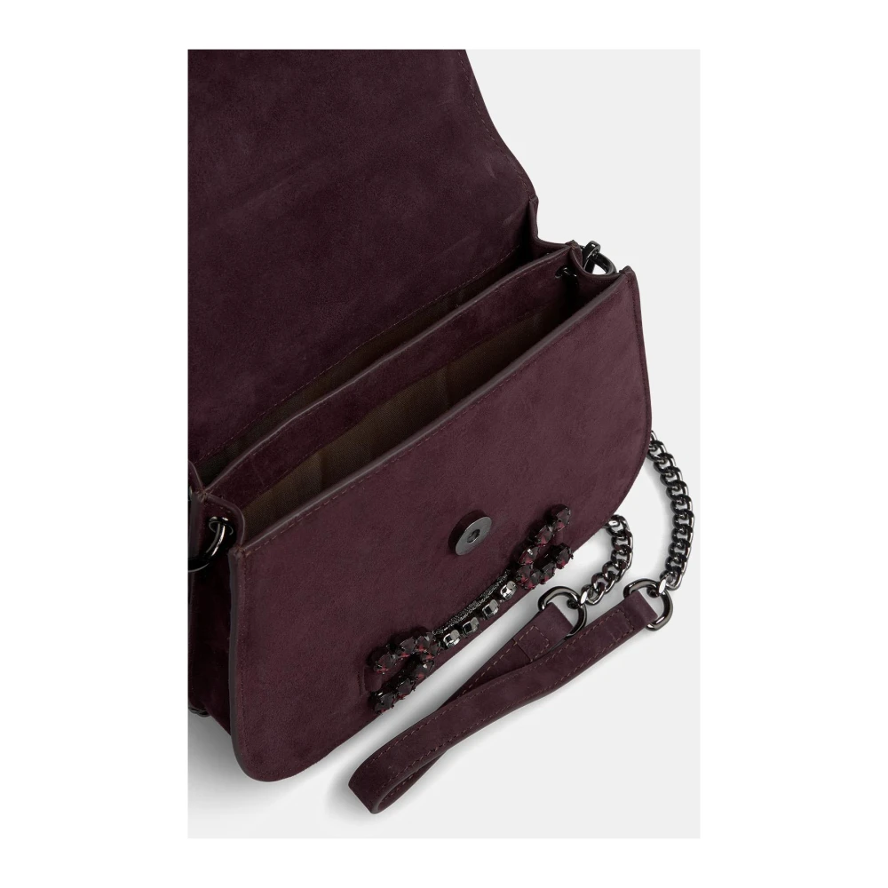 Alma en Pena Rhinestone Buckle Clutch Bag Purple Dames
