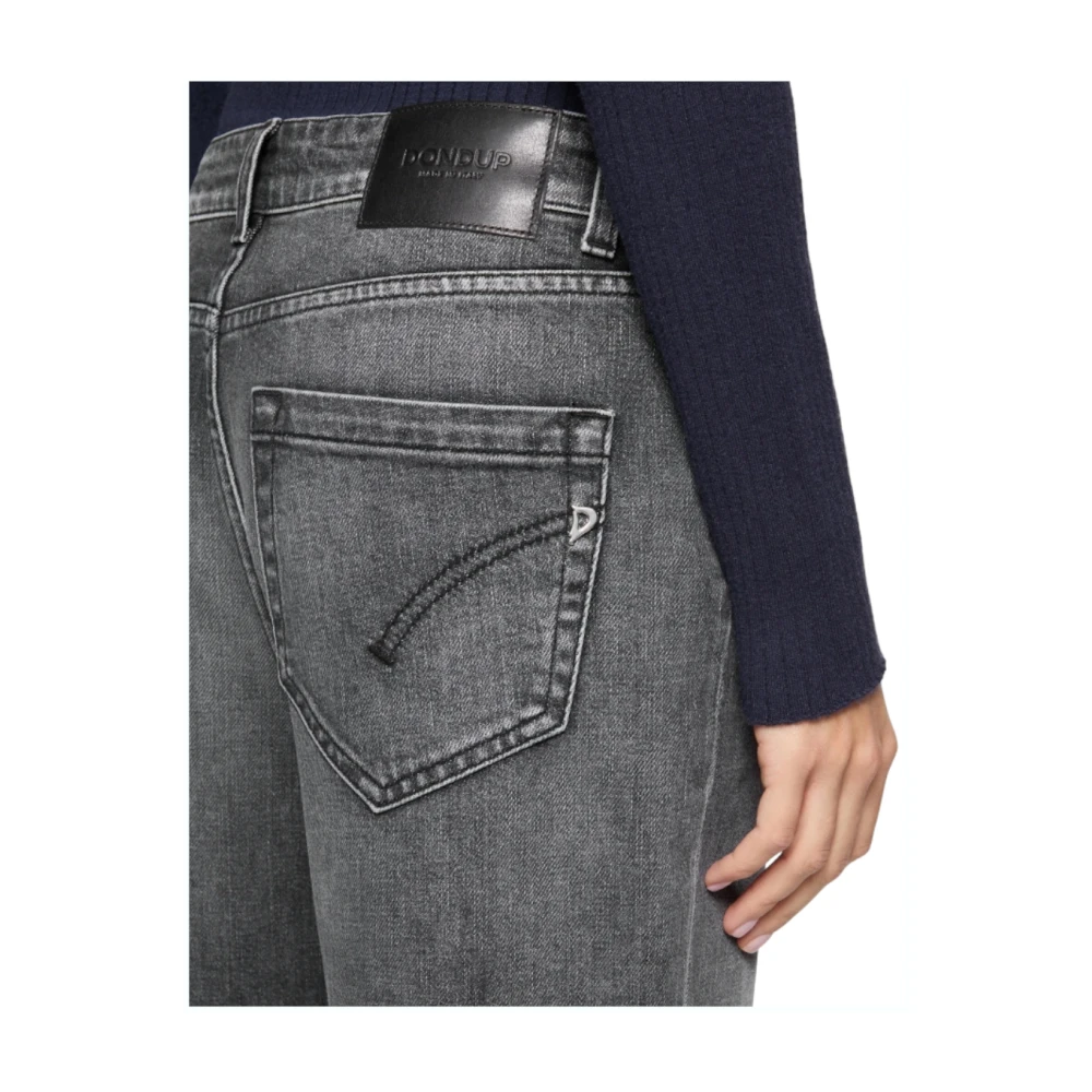 Dondup Zwarte Loose Fit Enkel Lengte Jeans Black Dames