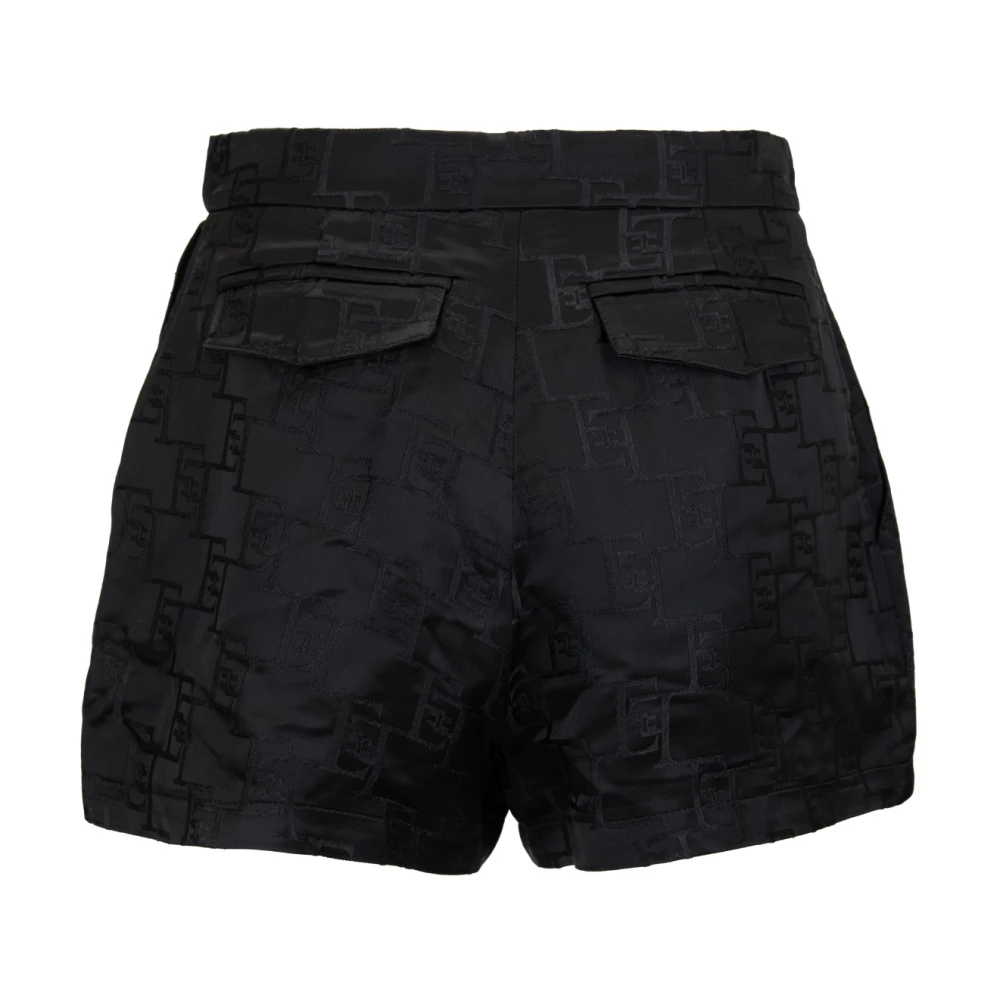 Elisabetta Franchi Ritsshort Haak Knoop Logo Patroon Black Dames