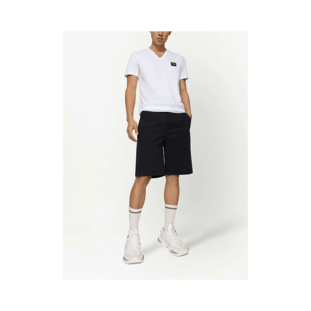 Dolce & Gabbana Logo-Plaque Bermuda Shorts Black Heren