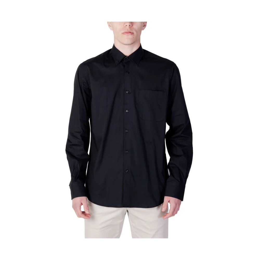 Alviero Martini 1a Classe Zwart Katoenen Overhemd Lente Zomer Collectie Black Heren
