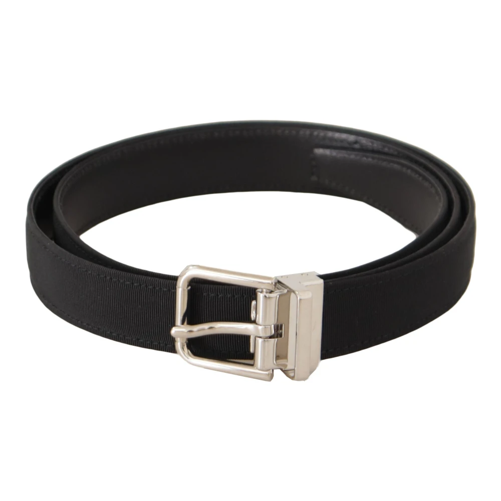 Dolce & Gabbana Elegante zwart canvas en leren riem Black Heren