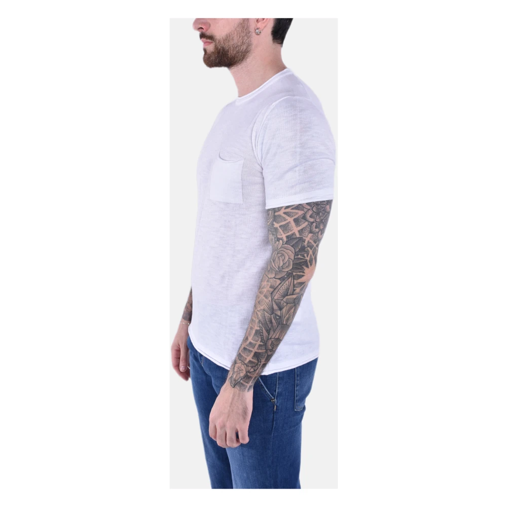Blauer Lichtgewicht Crewneck T-shirt met zak White Heren