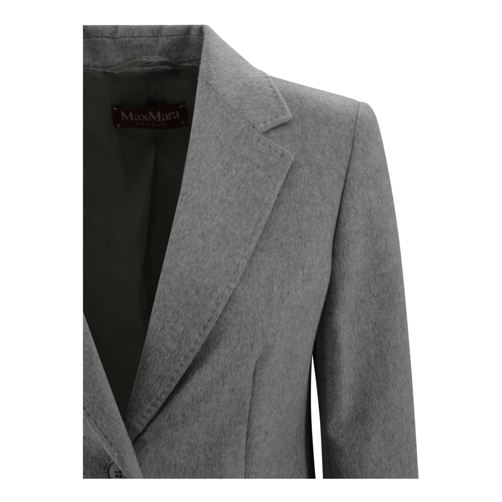 Max Mara Studio Klassieke Wollen Jas Grijs Gray Dames