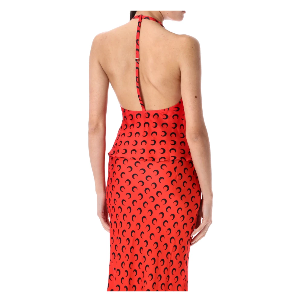 Marine Serre Satin Strap Top met Maandesign Red Dames