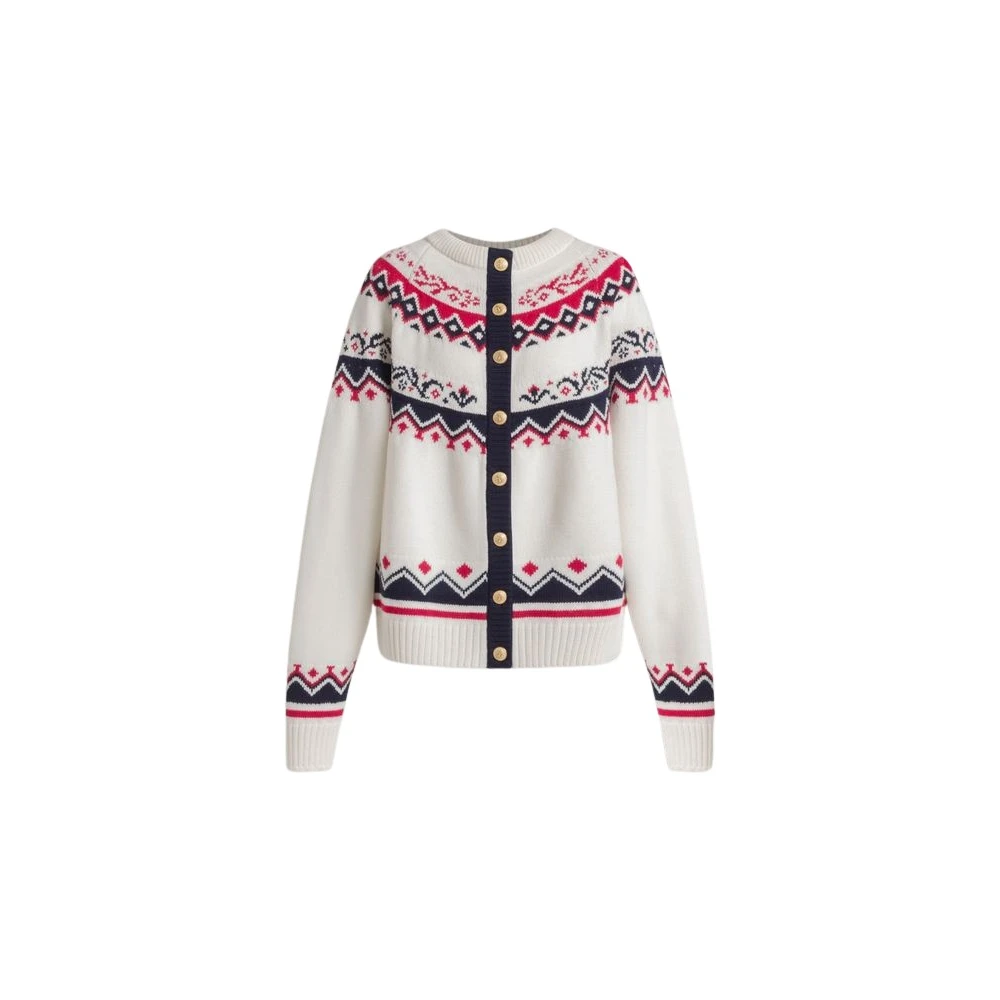 Alberta Ferretti Multicolor Fair Isle Jacquard Cardigan - Female - Cardigans - 2XL - Knitwear