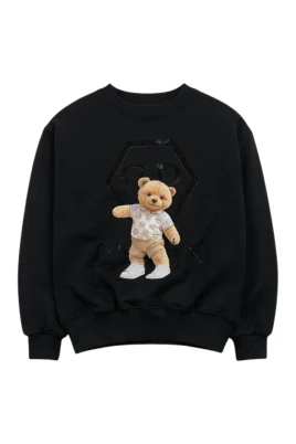 Sweatshirt med strass-tryck