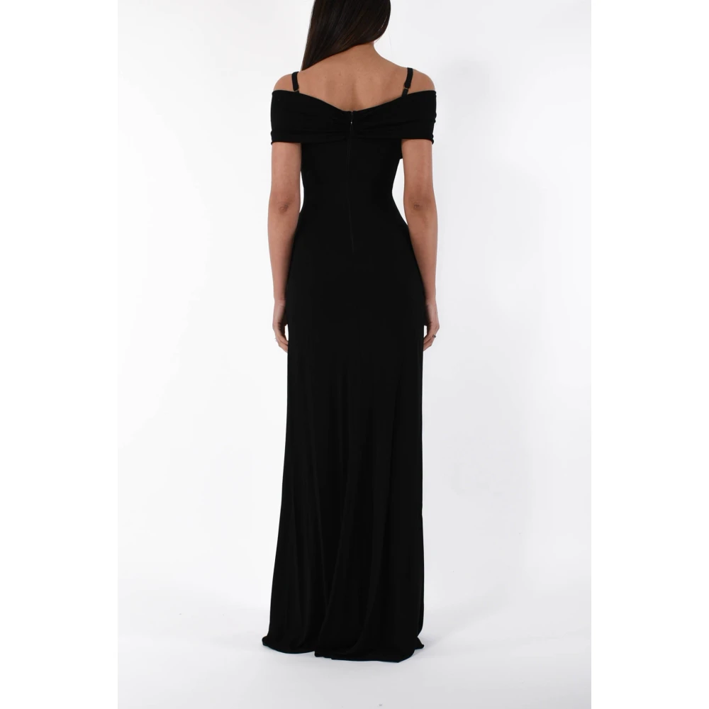 Elisabetta Franchi Gedrapeerd Jersey Crêpe Korset Jurk Black Dames