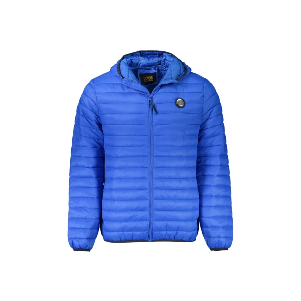Cavalli Class , Winter Jackets, Male, Blue, S, Hooded Padded Jacket