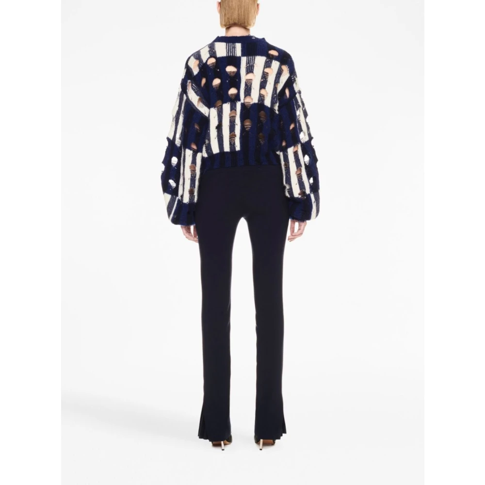 Off White Verweerde Shibori Trui Blue Dames