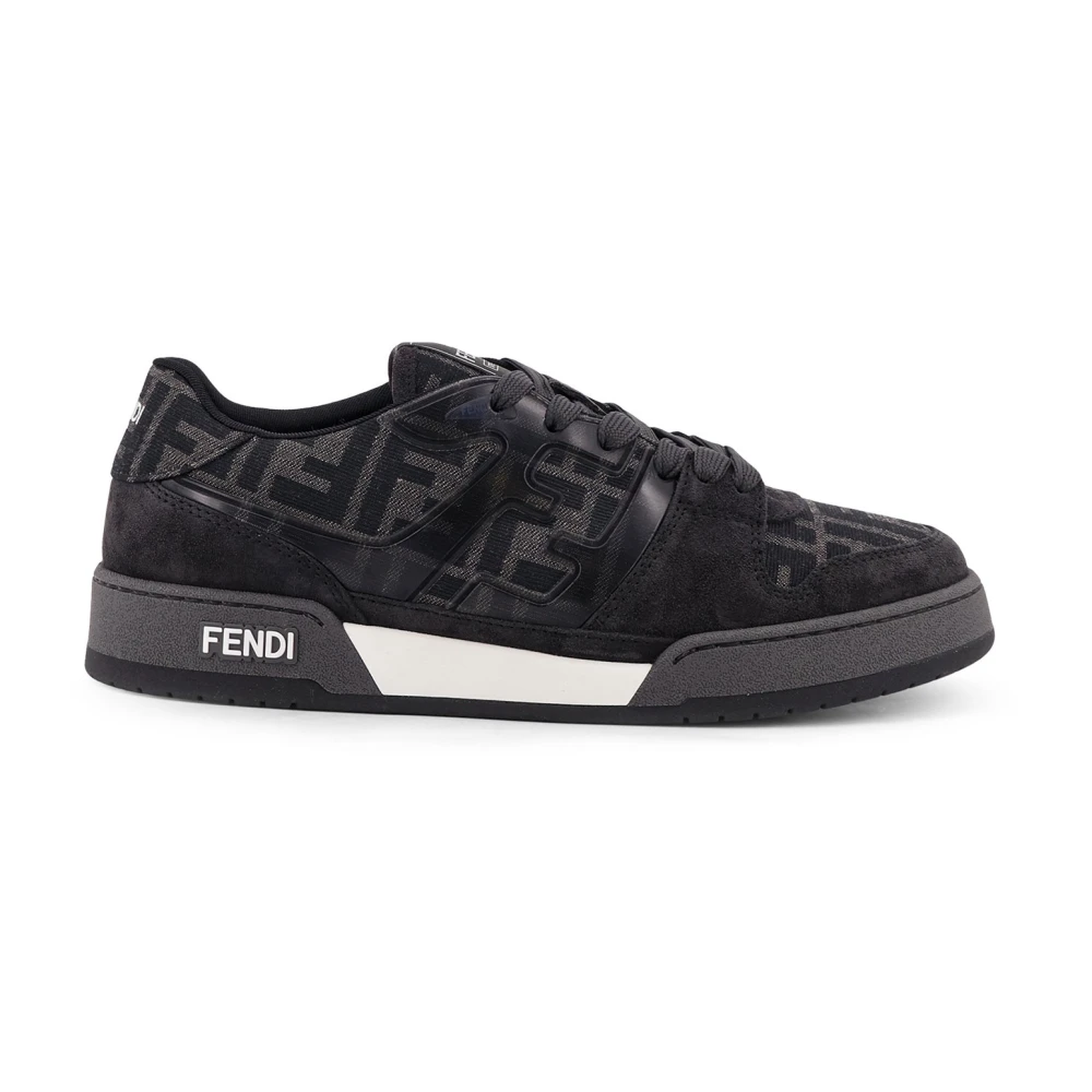 Fendi Men's Gray Sneakers With Suede Details And Ff Patch