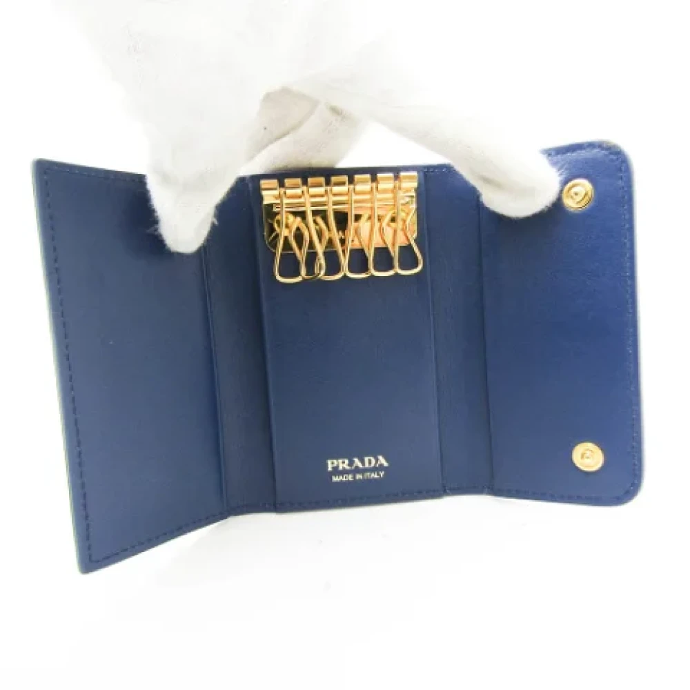 Prada Vintage Pre-owned Leather key-holders Blue Dames