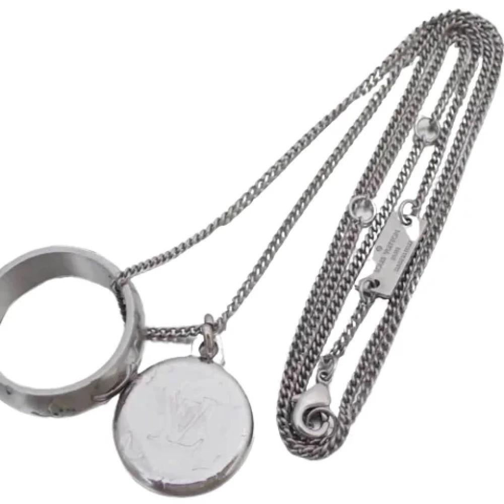Louis Vuitton Vintage Pre-owned Metal necklaces Gray Dames
