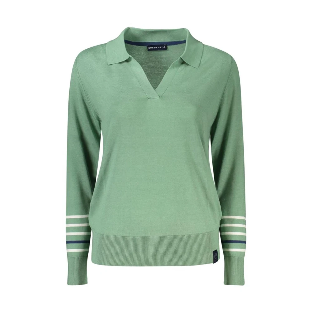 North Sails Women's Green V-Neck Knitwear, Xs, V-Neck Cotton Jumper