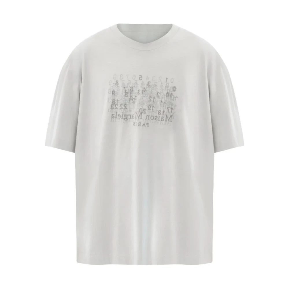 Maison Margiela Men's Gray T-Shirts, S, Cotton Numerical T-Shirt
