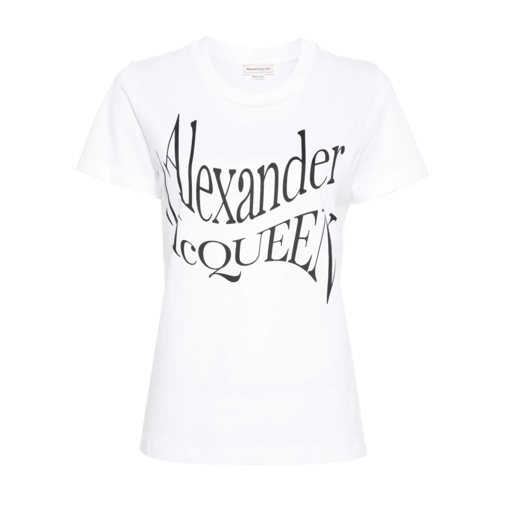 Alexander mcqueen Witte Crew Neck T-shirt met Frontprint White Dames