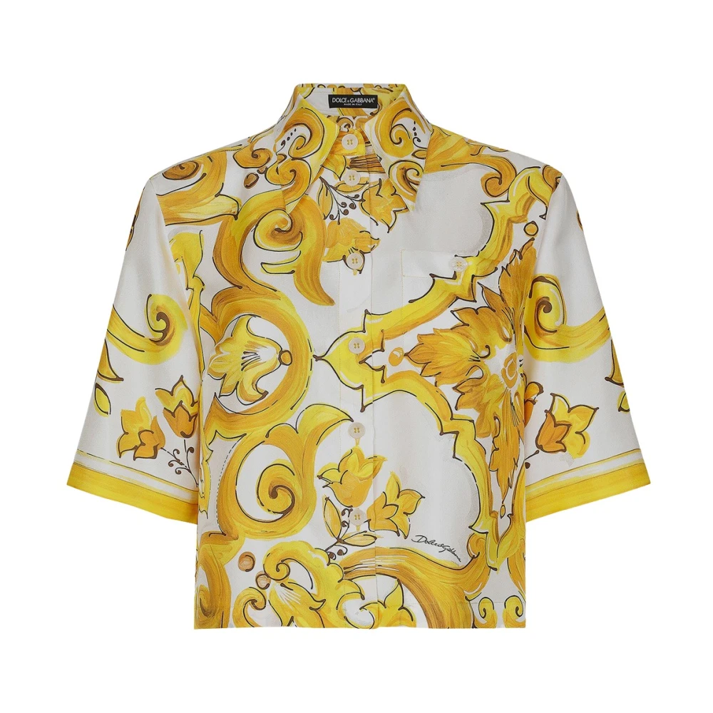 Dolce & Gabbana Zijden Crop Shirt Yellow Dames