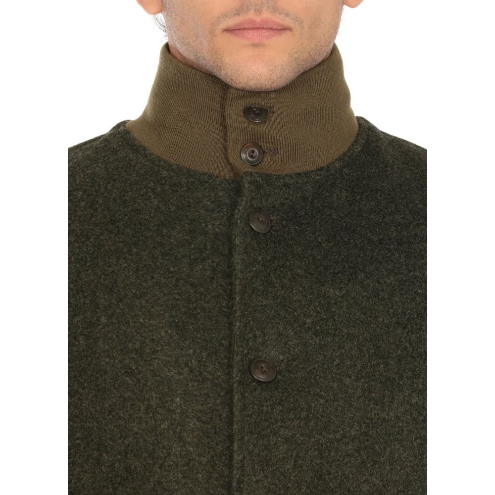 Stewart Groene wollen blend jas met hoge kraag Green Heren