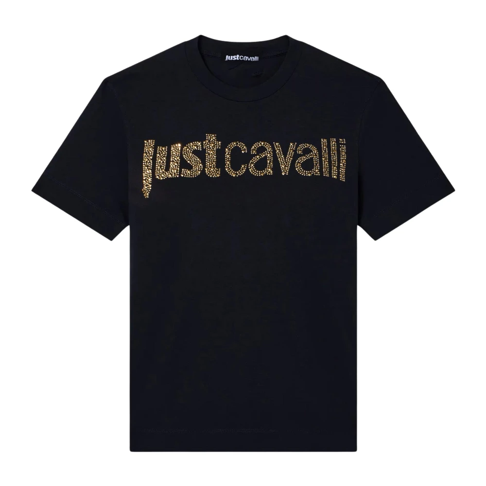 Just Cavalli Women's Black T-Shirts, L, Cotton T-Shirt With Logo