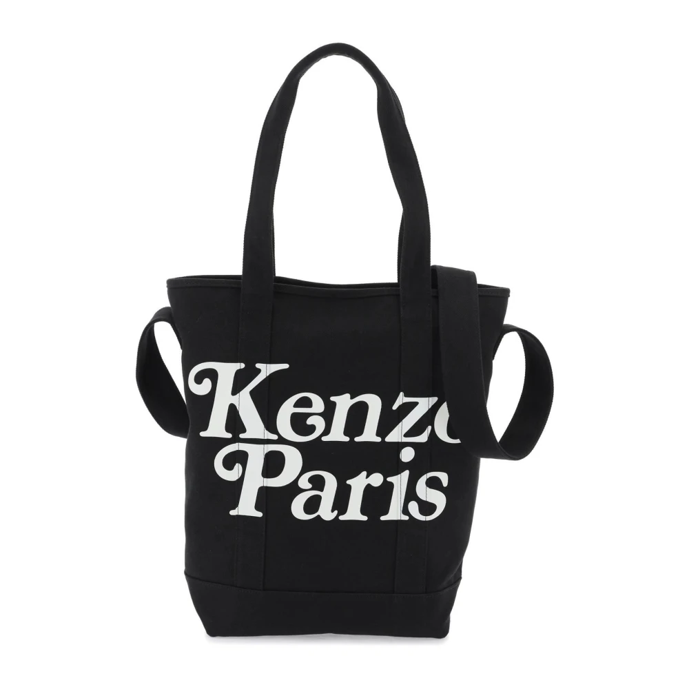 Kenzo Zwarte Tote Bag met ' Paris' Logo en '18 rue Vivienne' Print Black