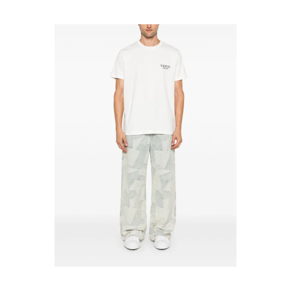 Iceberg Witte Katoenen Logo Geborduurd T-shirt White Heren