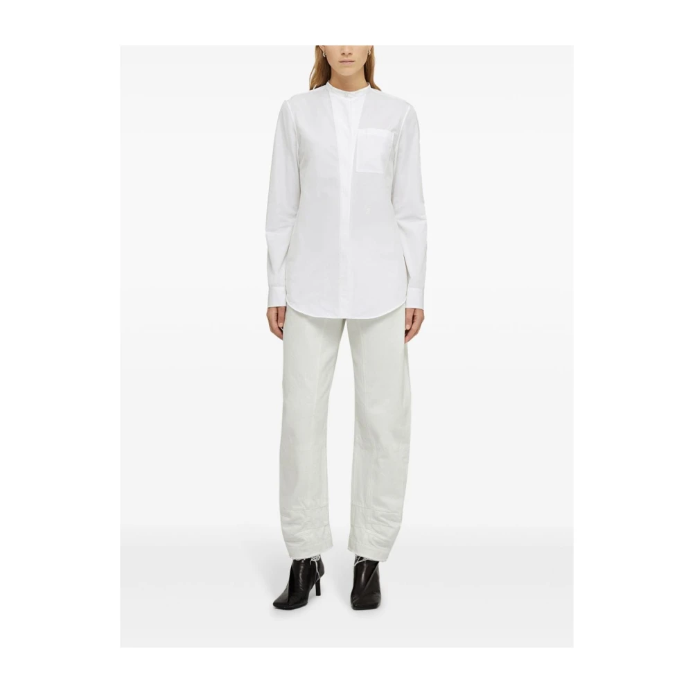 Jil Sander Witte Lange Mouw Mao Kraag Shirt White Dames