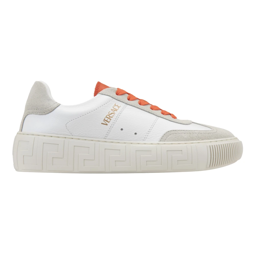 Versace Women's White Leather Lace-Up Sneakers For