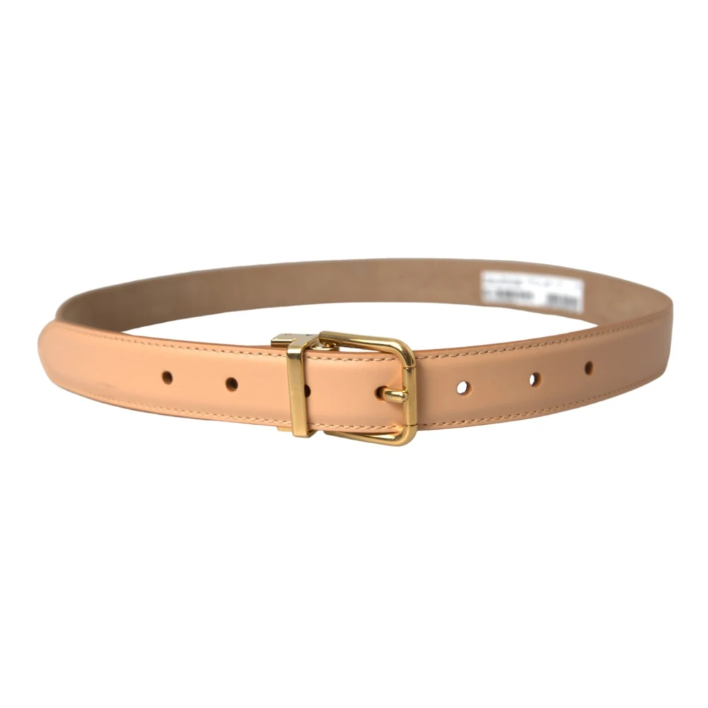Dolce & Gabbana Beige Metalen Logo Gesp Riem Beige Dames