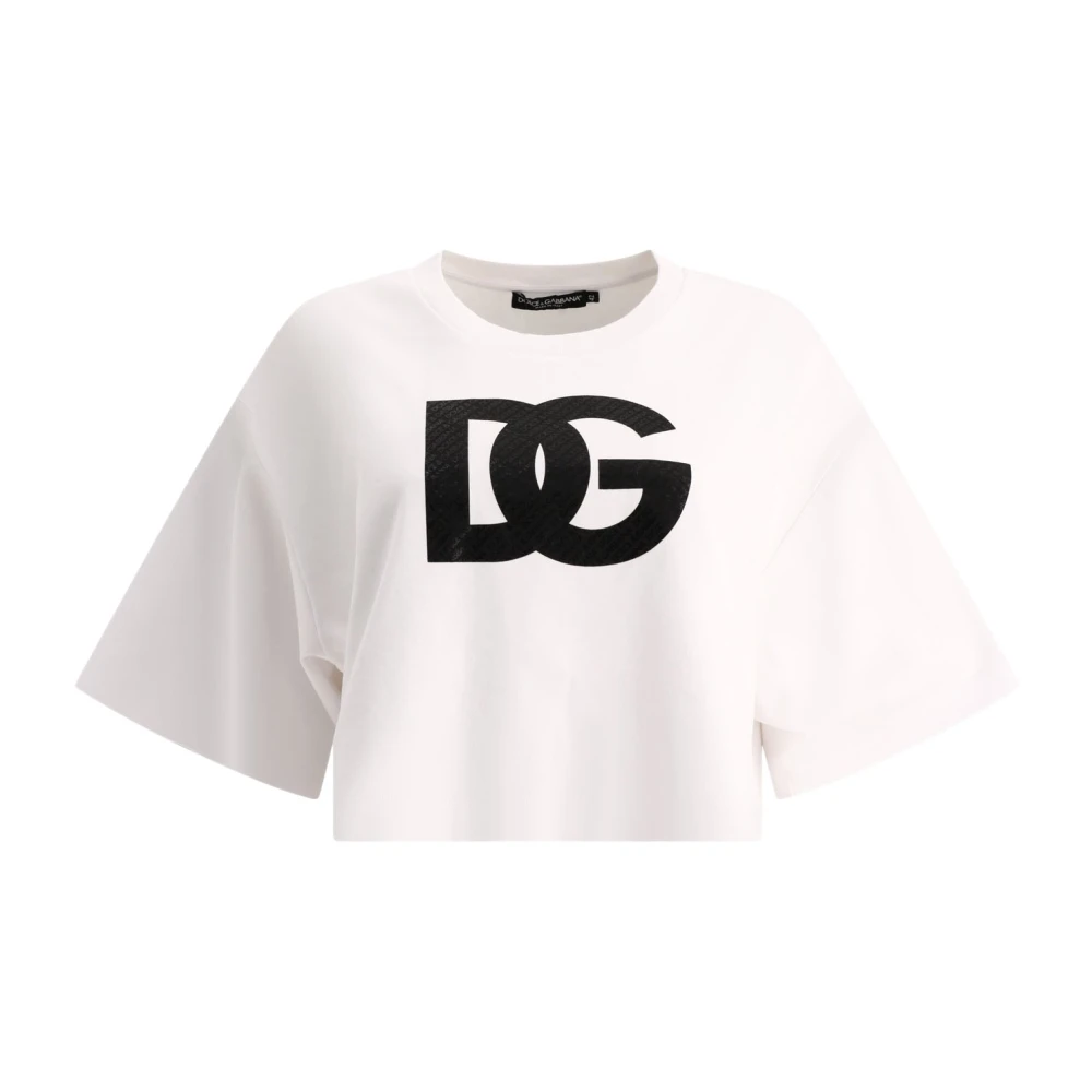 Dolce & Gabbana Logo T-shirt van 100% katoen White Dames