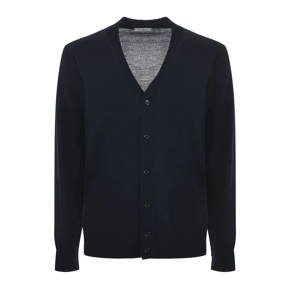 Paolo Pecora Blauwe Fijne Wol Vest Blue Heren