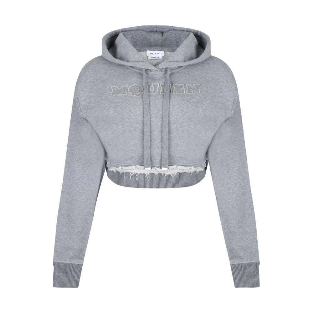 Alexander mcqueen Lichtgrijze logo geborduurde hoodie Gray Dames