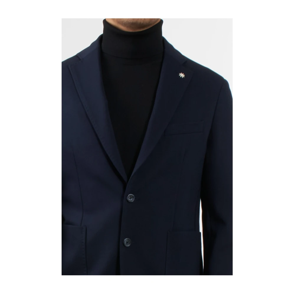 Manuel Ritz Blauwe Cloud Jas Klassiek Reversdetail Blue Heren