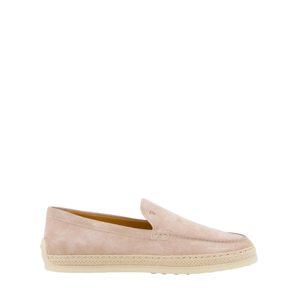 Tod's Women's Pink Rafia Mocassino Pant For - Loafers - 7 Uk - Shoes