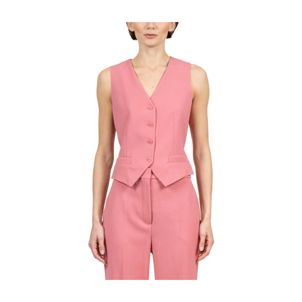 Max Mara Studio Op Maat Gemaakte Fard Wollen Vest Pink Dames