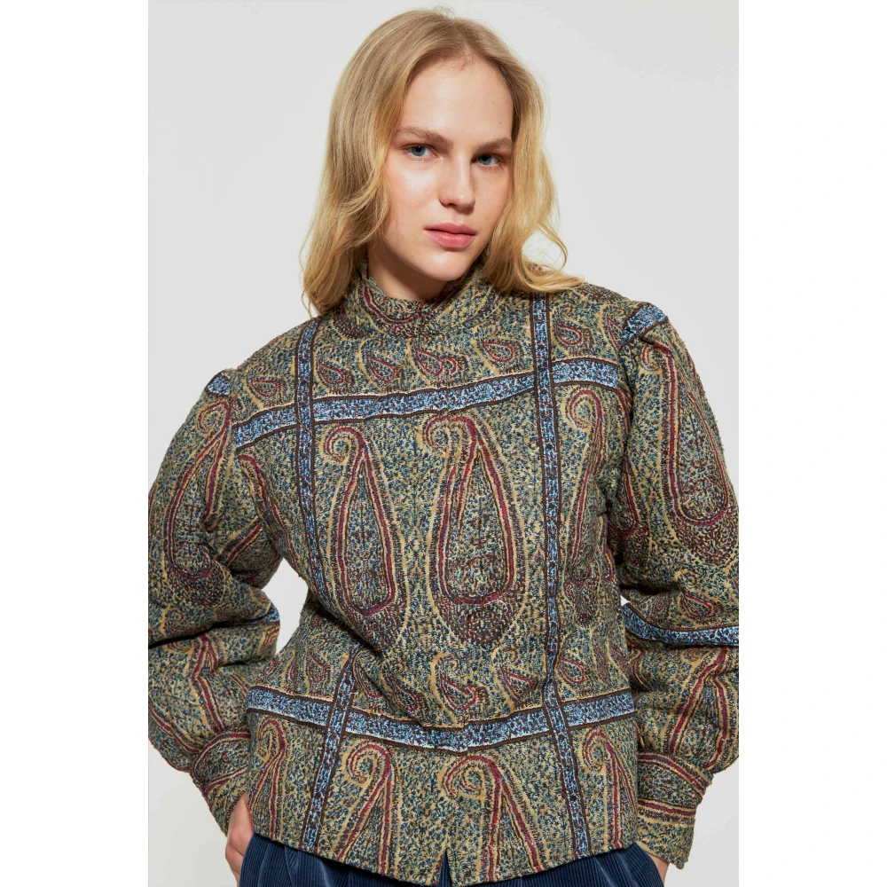 Antik batik Hida gewatteerde print jas Beige Dames