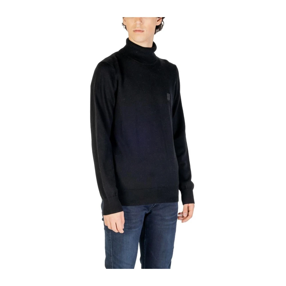 Hugo Boss Zwarte Katoen Kasjmier Gebreide Trui Black Heren