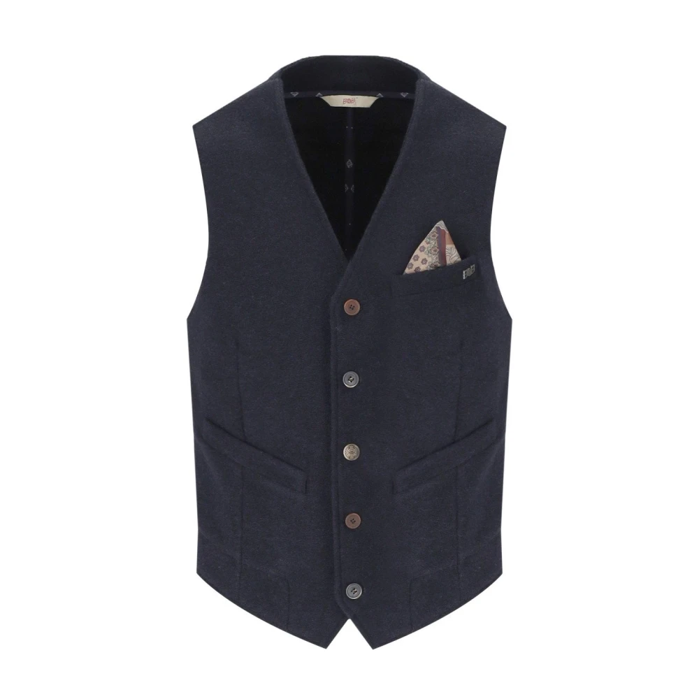 BOB Donkerblauwe Single-Breasted Wollen Vest Blue Heren