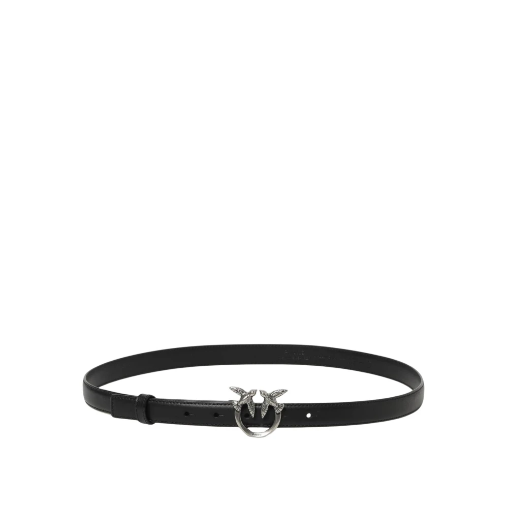 Pinko Black Love Birds Leather Belt - Female - Belts - L - Accessories