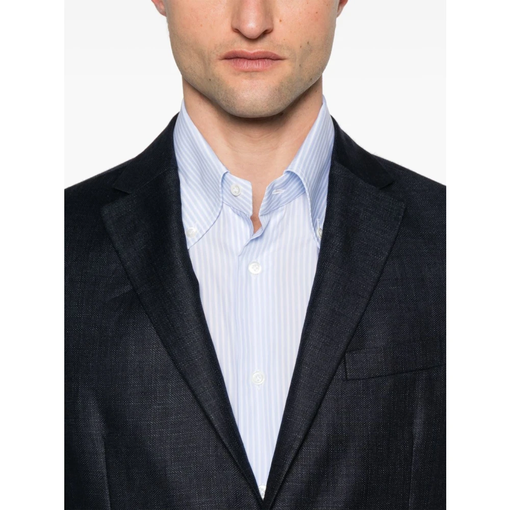 Ermenegildo Zegna Navy Blauwe Knoopjas Black Heren