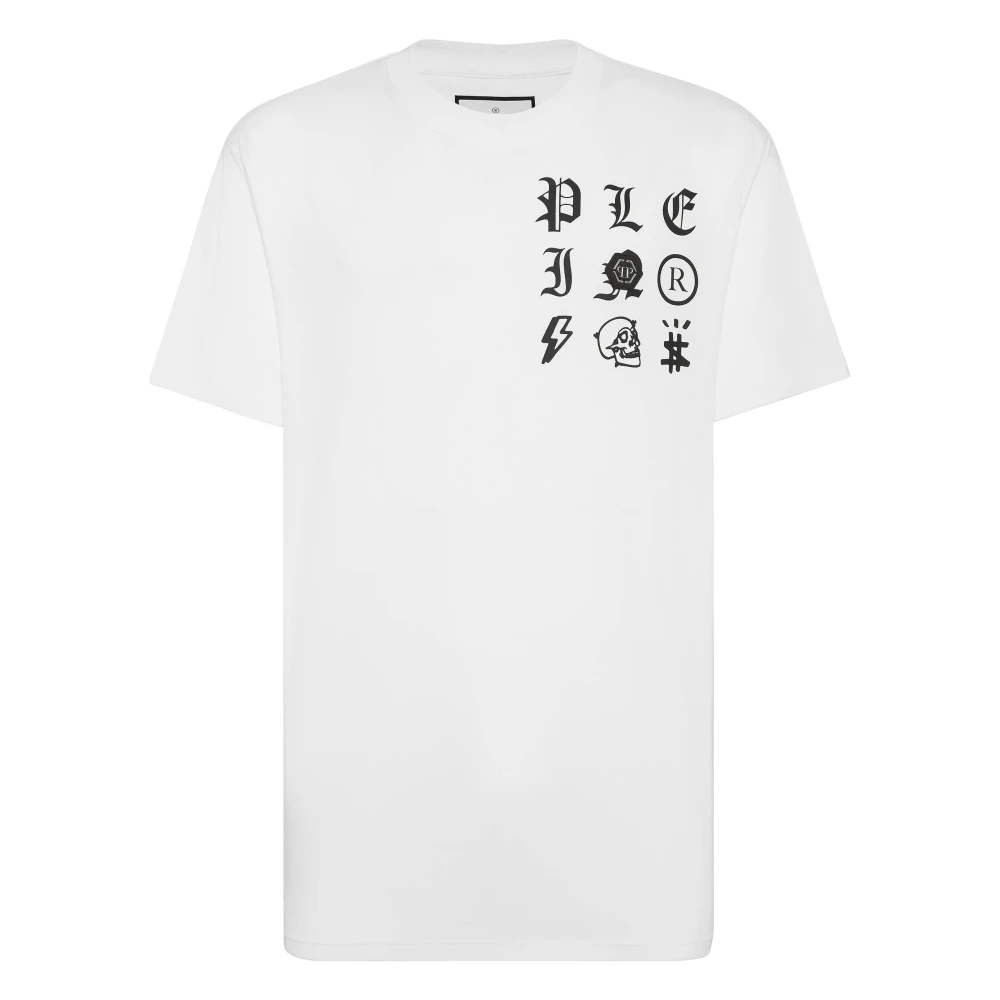 Philipp Plein Men's White T-Shirt Round Neck Gothic Plein - T-Shirts - L - Tops