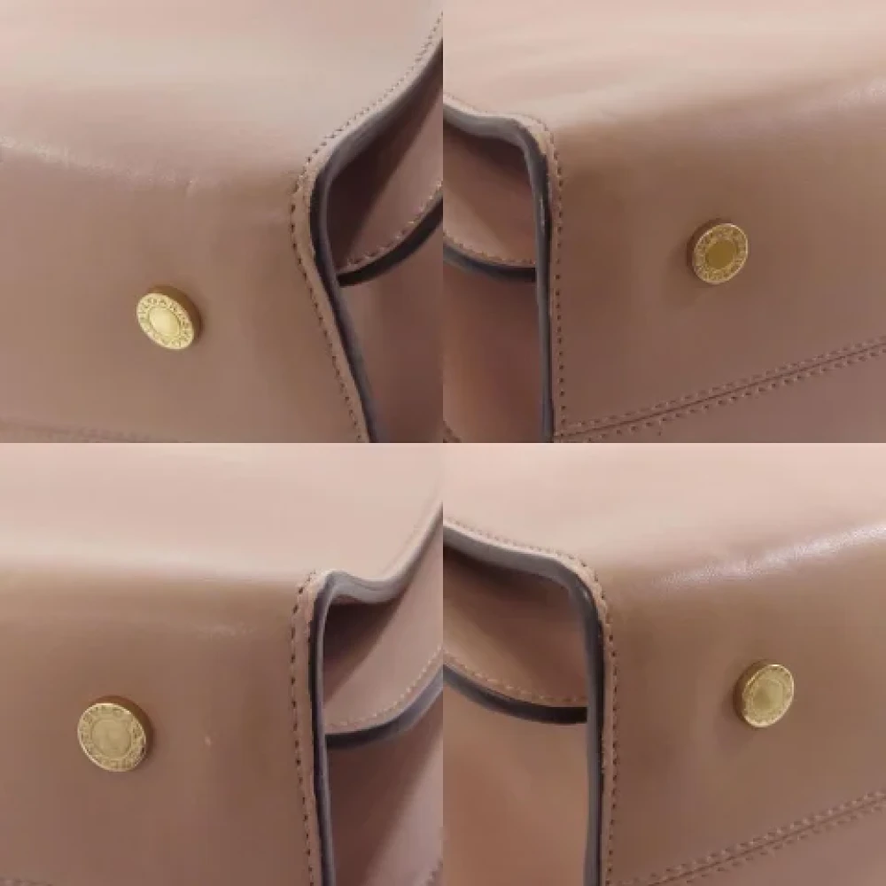 Bvlgari Vintage Pre-owned Leather handbags Beige Dames