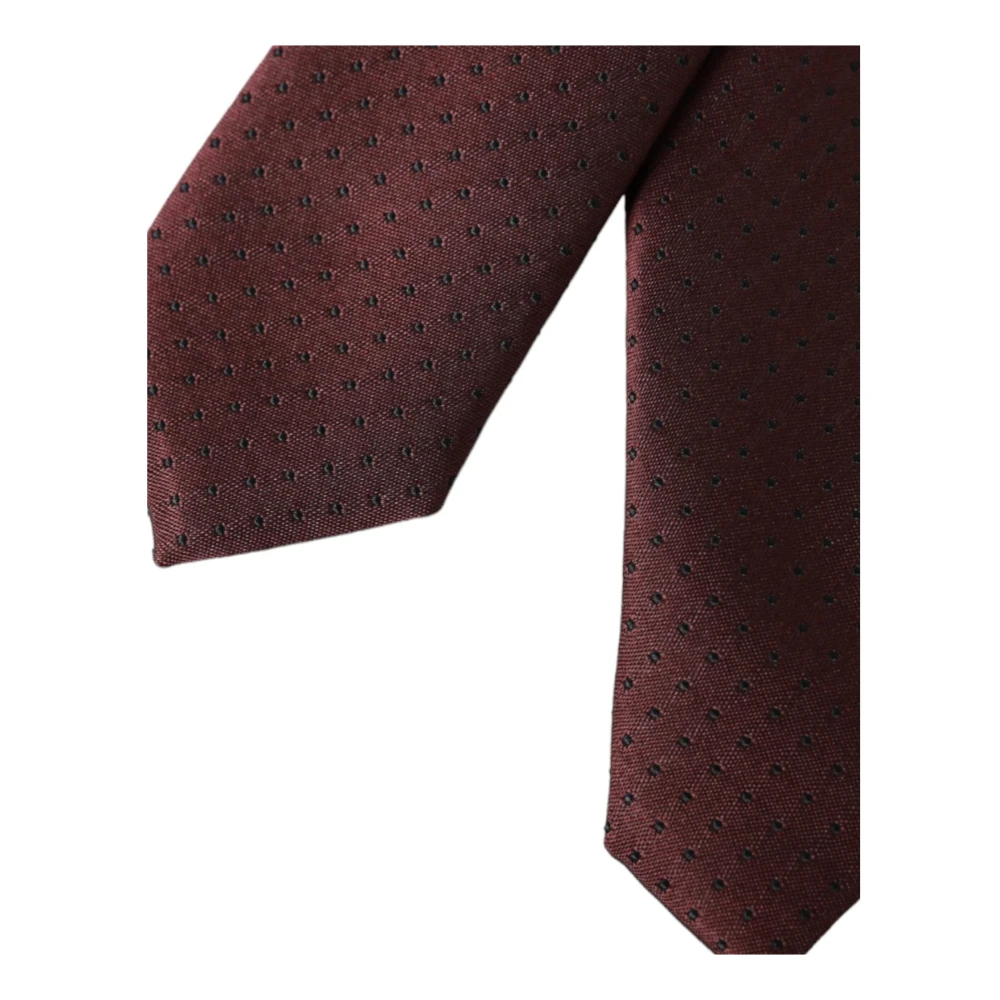 Dolce & Gabbana Bordeaux Gestippelde Zijden Stropdas Brown Heren