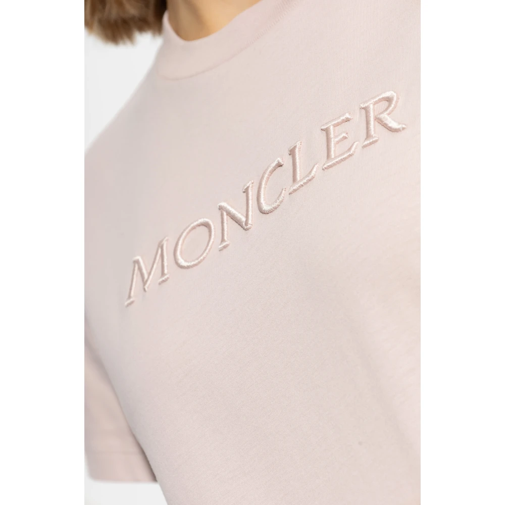 Moncler T-shirt met logo Pink Dames
