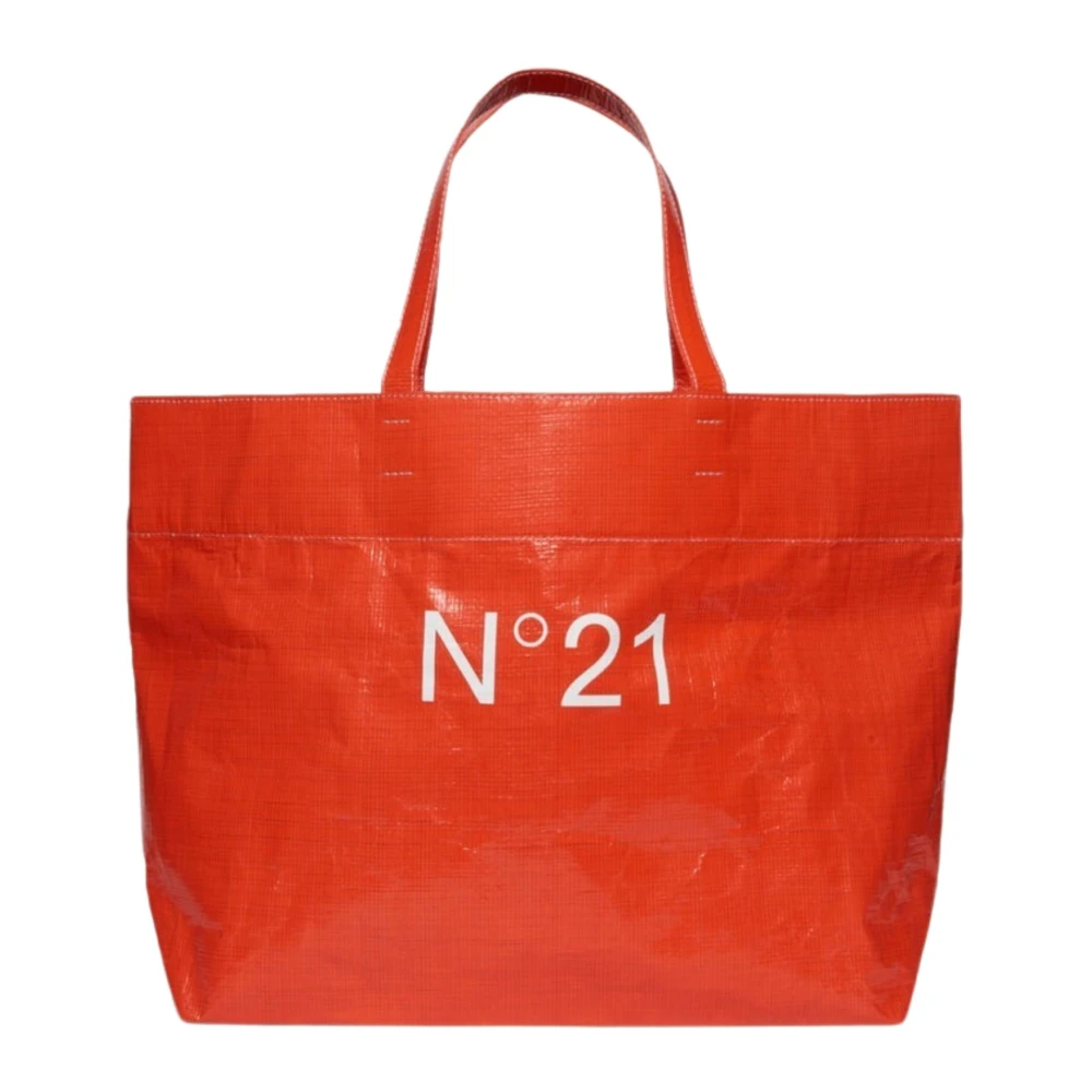 Oransje Shopper Bag med Firkantet Design