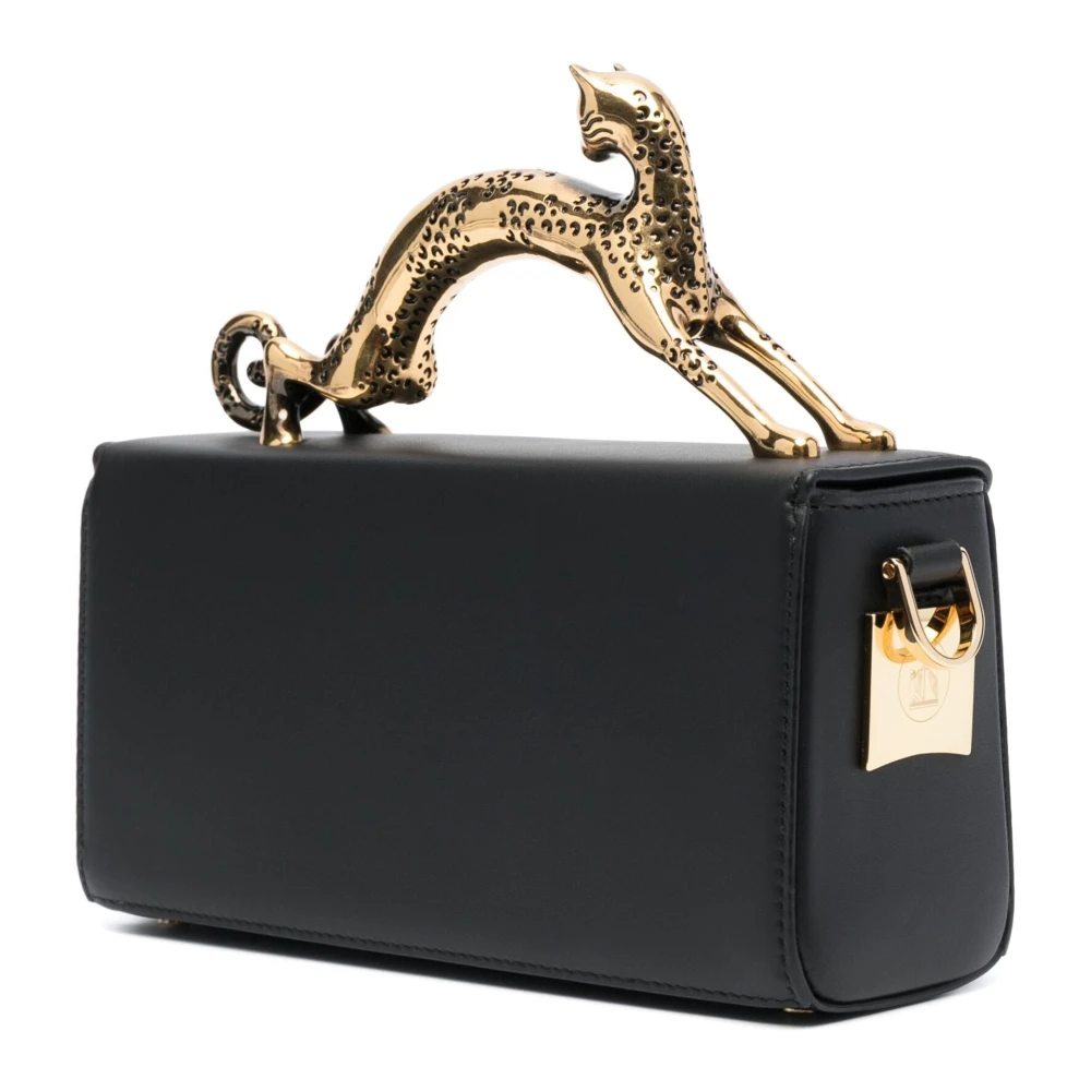 Lanvin Katten Mini Tas met vergulde afwerkingen Black Dames